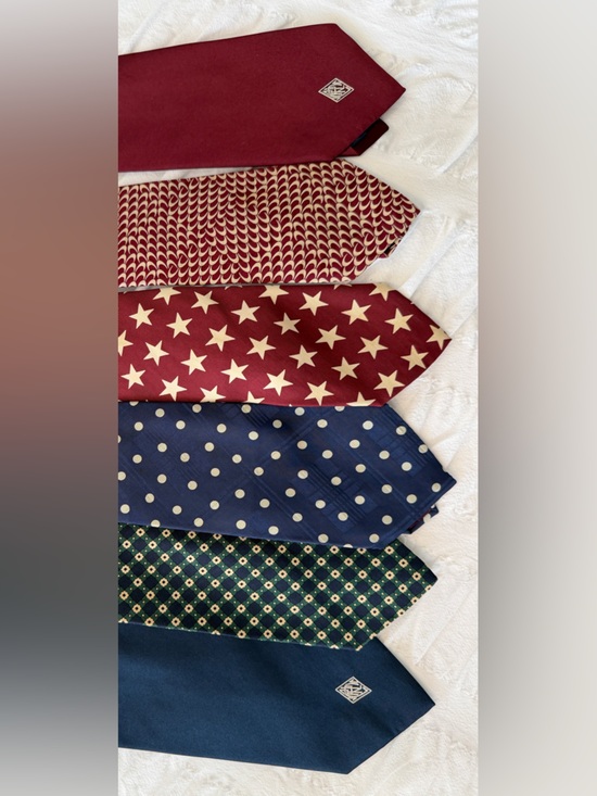 Polo Ralph Lauren Navy w/ Red Repp Stripe Italian Silk Crest  Set of 6 Polo by Ralph Lauren Men\'s Ties, Hand Made Italian Silk, Great Cond.